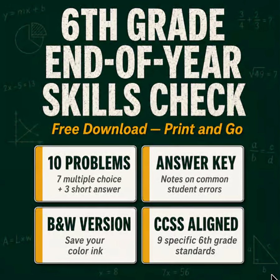 6th Grade Math End of Year Review FREE — free 6th math resource from Math Class 678