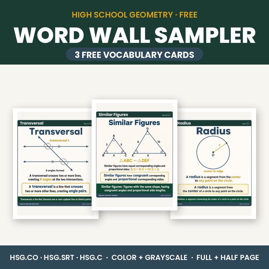 Geometry Word Wall Sampler — 3 Free Vocabulary Cards