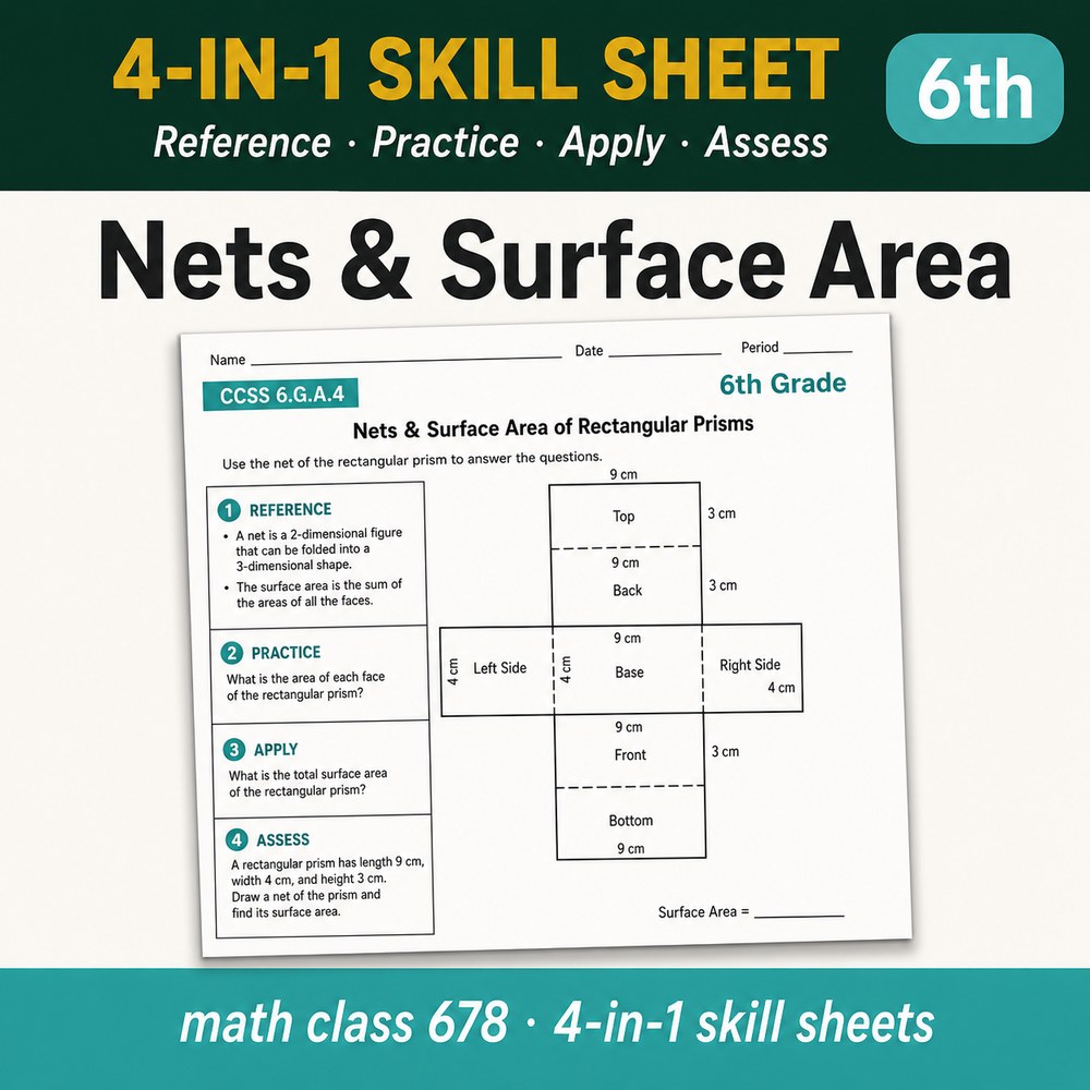 Nets & Surface Area 4-in-1 Skill Sheet preview