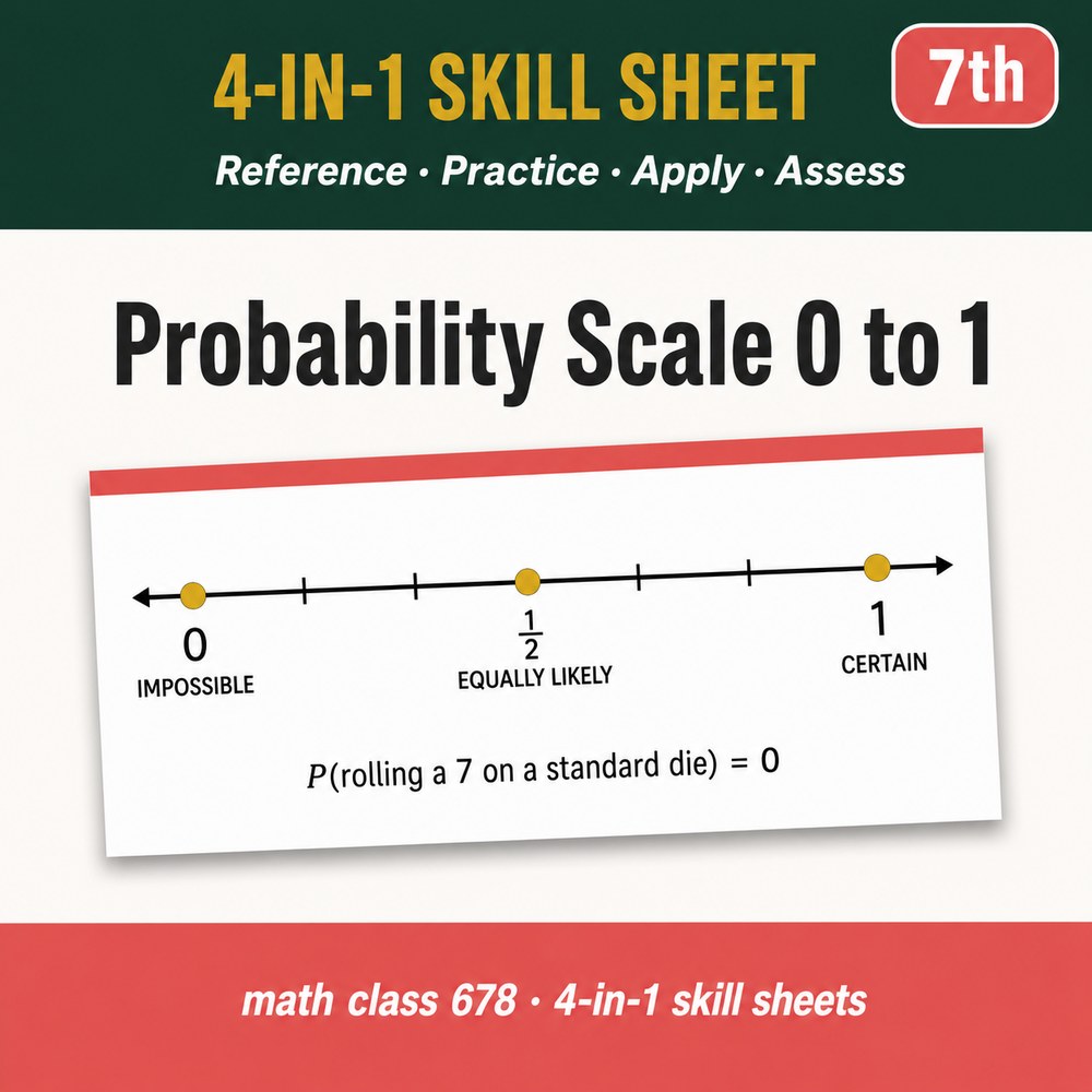Probability Scale 0 to 1 4-in-1 Skill Sheet preview