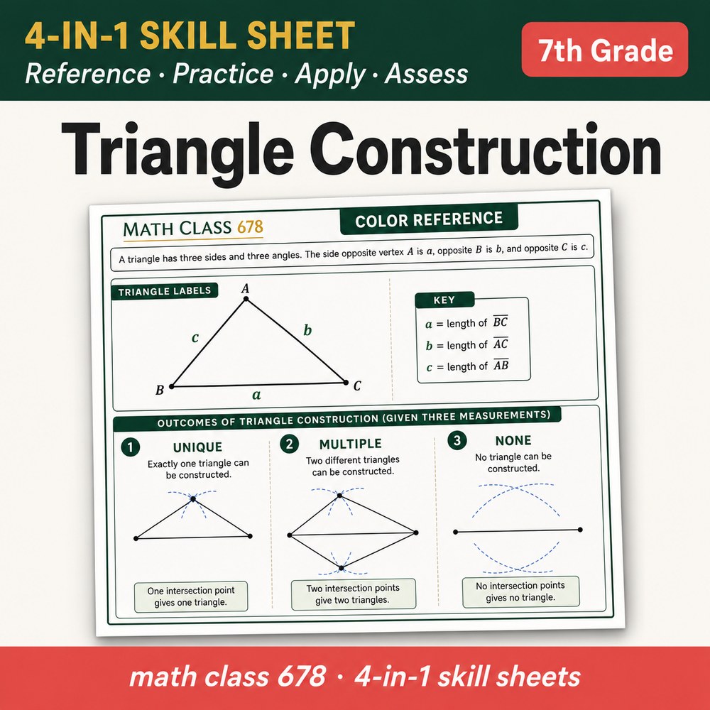 Triangle Inequality 4-in-1 Skill Sheet preview