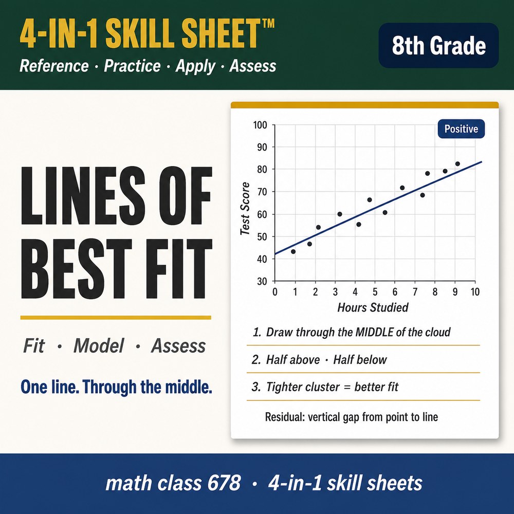 Lines of Best Fit 4-in-1 Skill Sheet preview