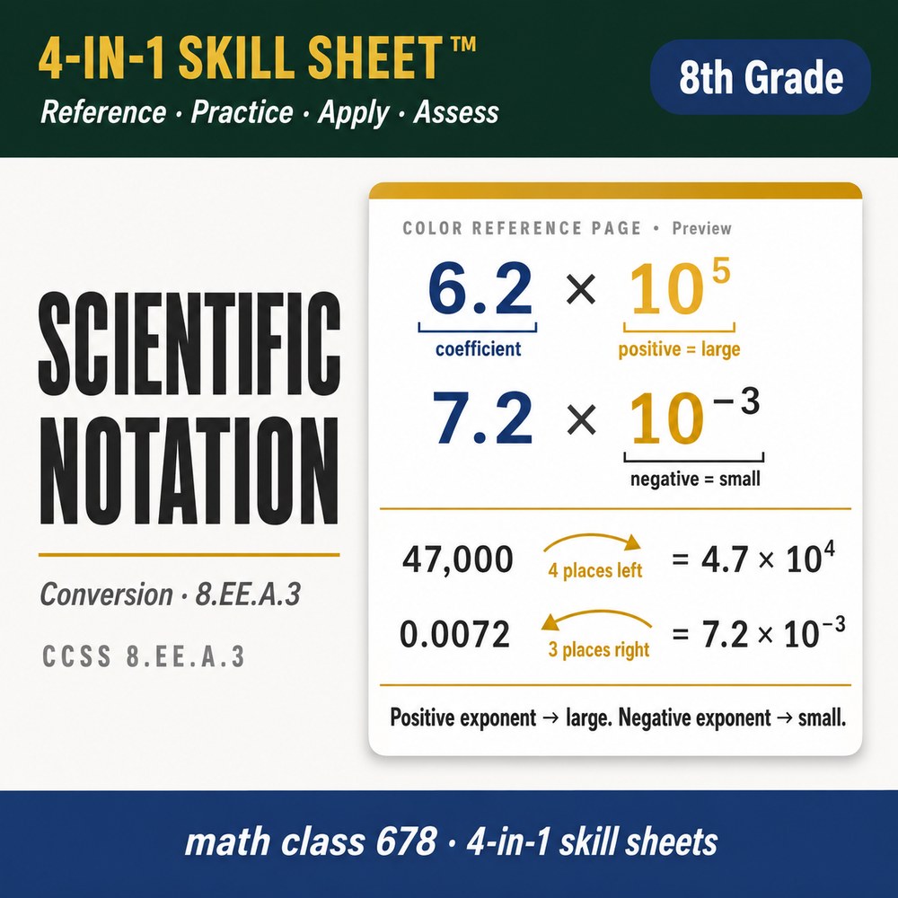 Scientific Notation Conversion 4-in-1 Skill Sheet preview
